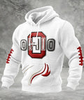 Ohio State Buckeyes Football Hoodie - White Quilted Pullover with 3D Embroidered Style Graphics - LeagueLockerGear