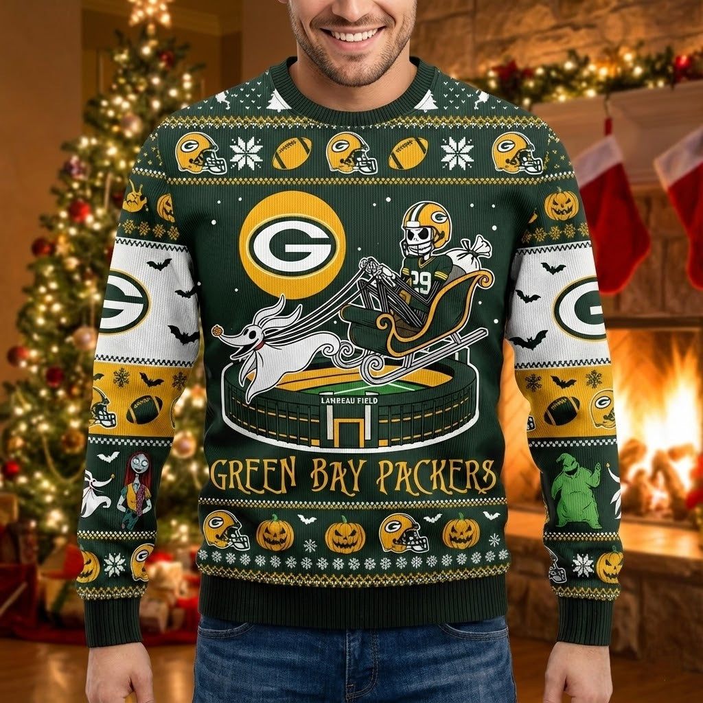 Green Bay Packers Nightmare Before Christmas Sweater - NFL Ugly Christmas Sweater - LeagueLockerGear