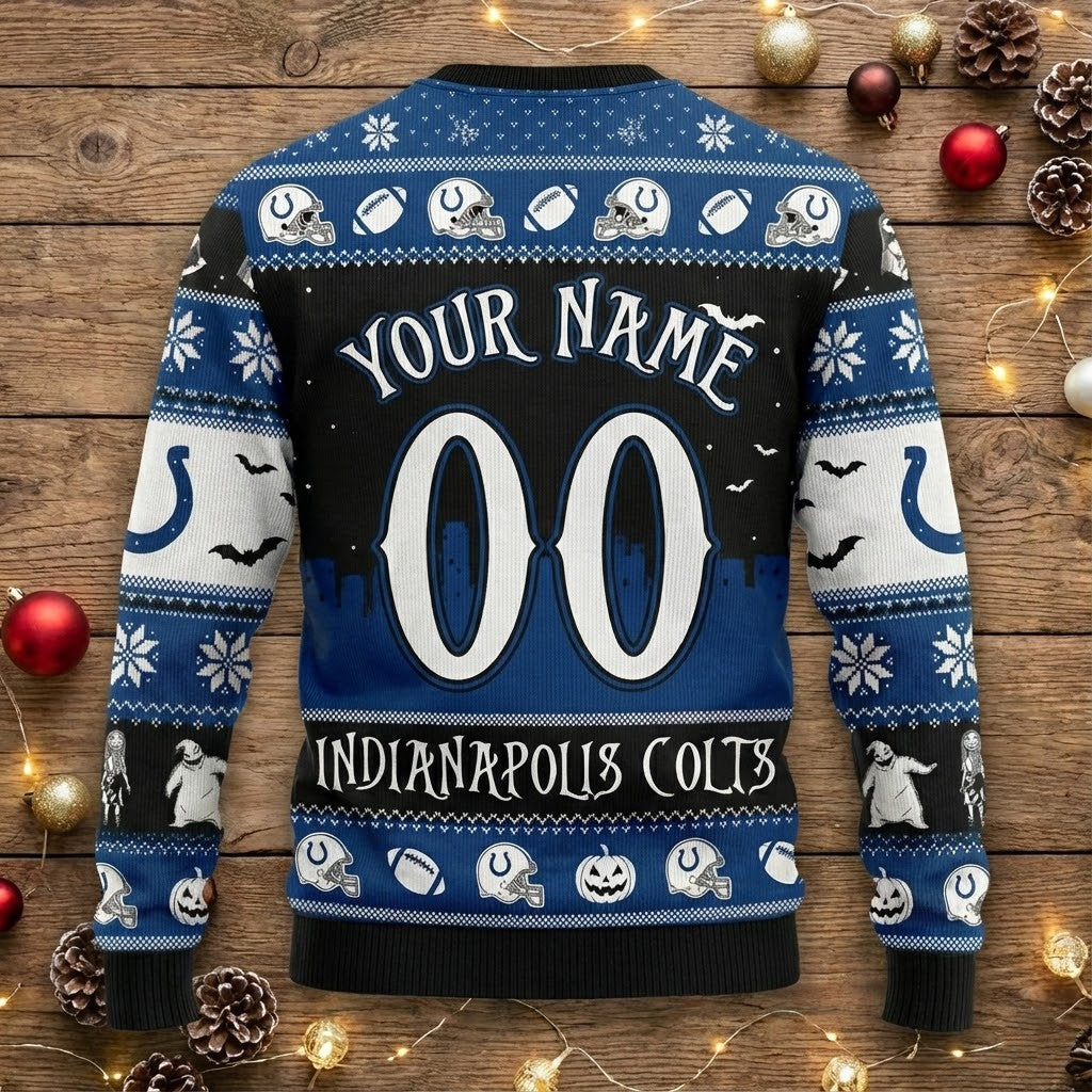 Indianapolis Colts Ugly Christmas Sweater - NFL The Nightmare Before Christmas Crossover - LeagueLockerGear