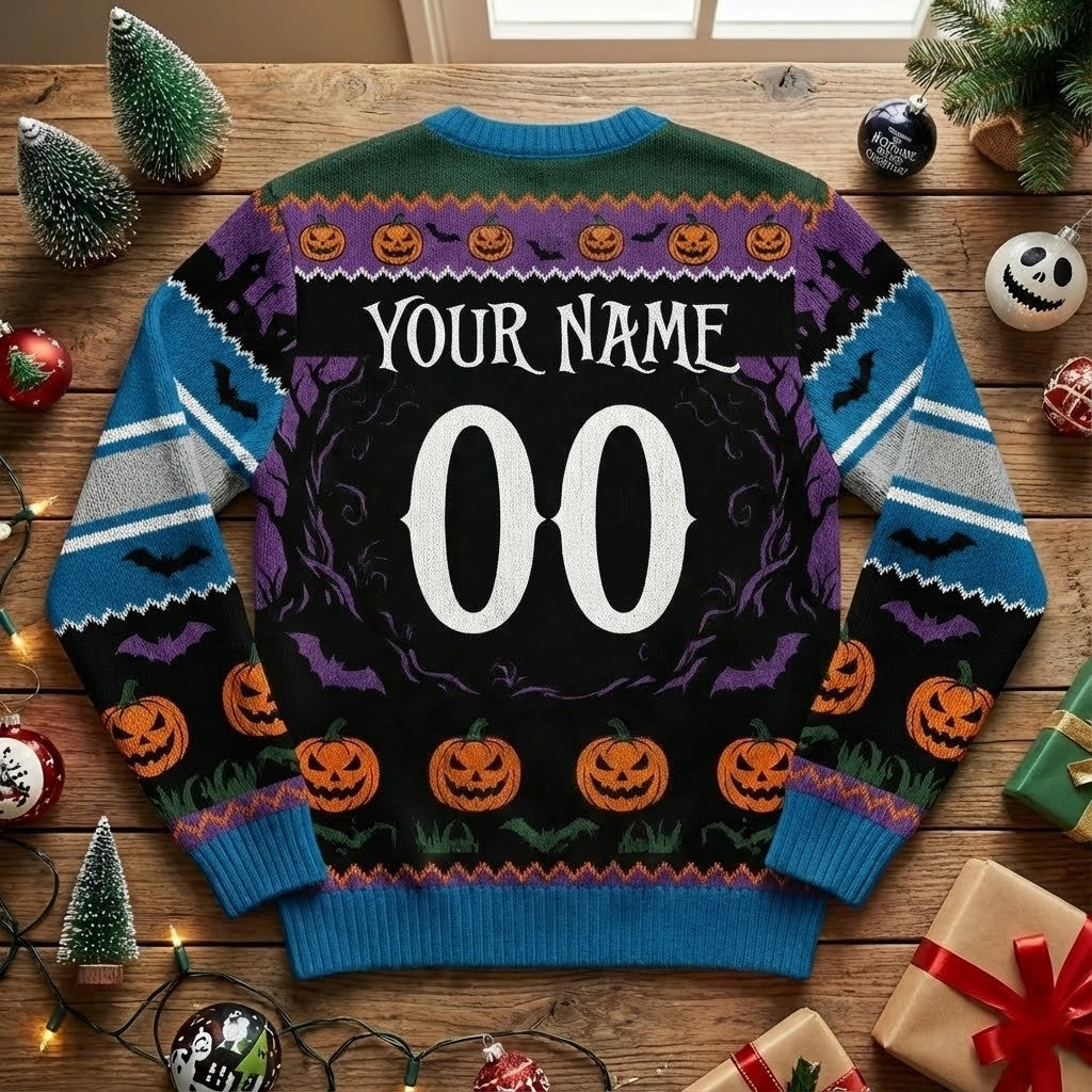 Detroit Lions Nightmare Before Christmas Sweater - NFL Jack Skellington Halloween Ugly Christmas Sweater - LeagueLockerGear
