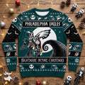 Philadelphia Eagles Nightmare Before Christmas Sweater - NFL Jack Skellington and Sally Ugly Christmas Sweater - LeagueLockerGear