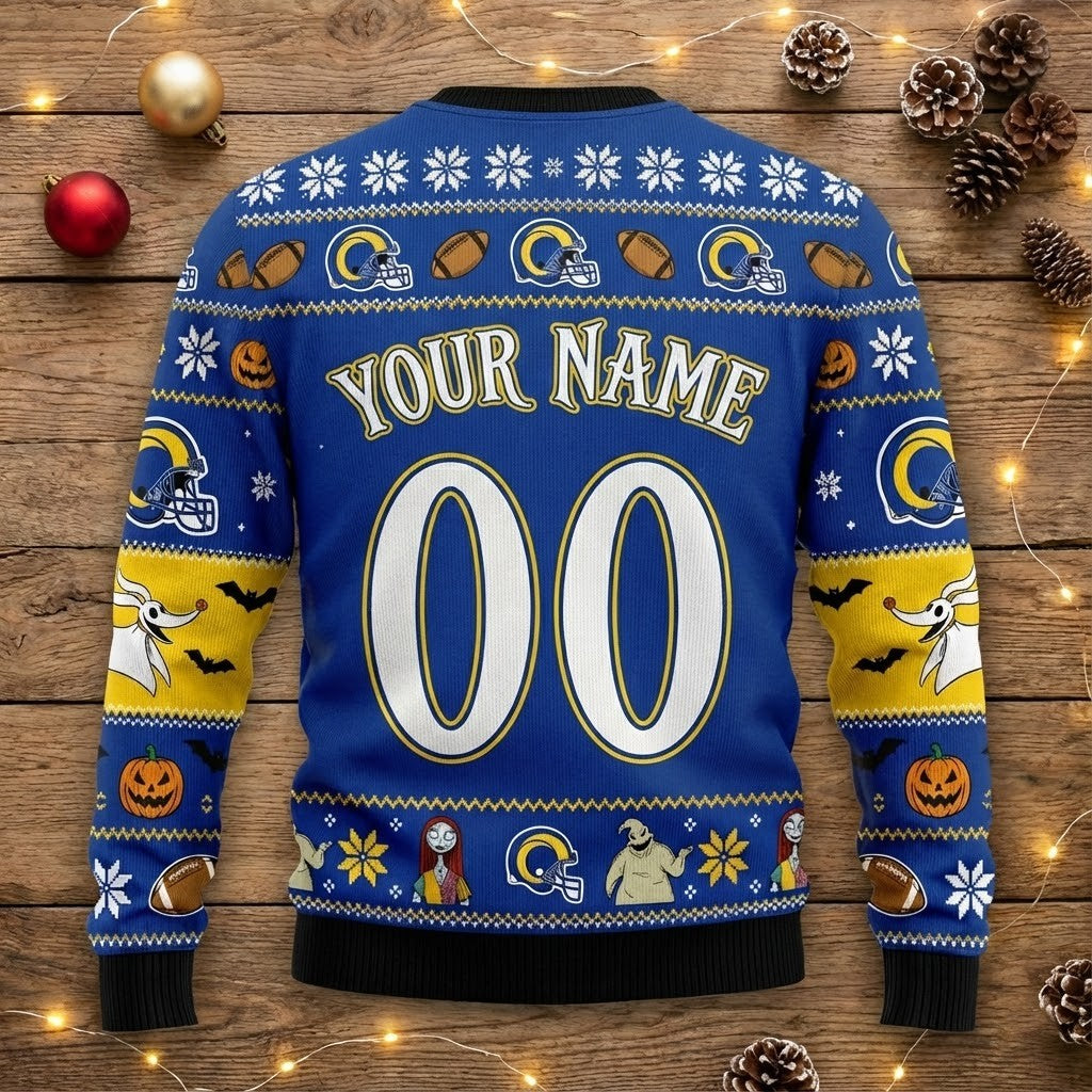 Los Angeles Rams Nightmare Before Christmas Sweater - NFL Ugly Christmas Holiday Jumper - LeagueLockerGear