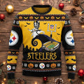 Pittsburgh Steelers Nightmare Before Christmas Sweater - Ugly Sweater Style NFL Fan Apparel - LeagueLockerGear