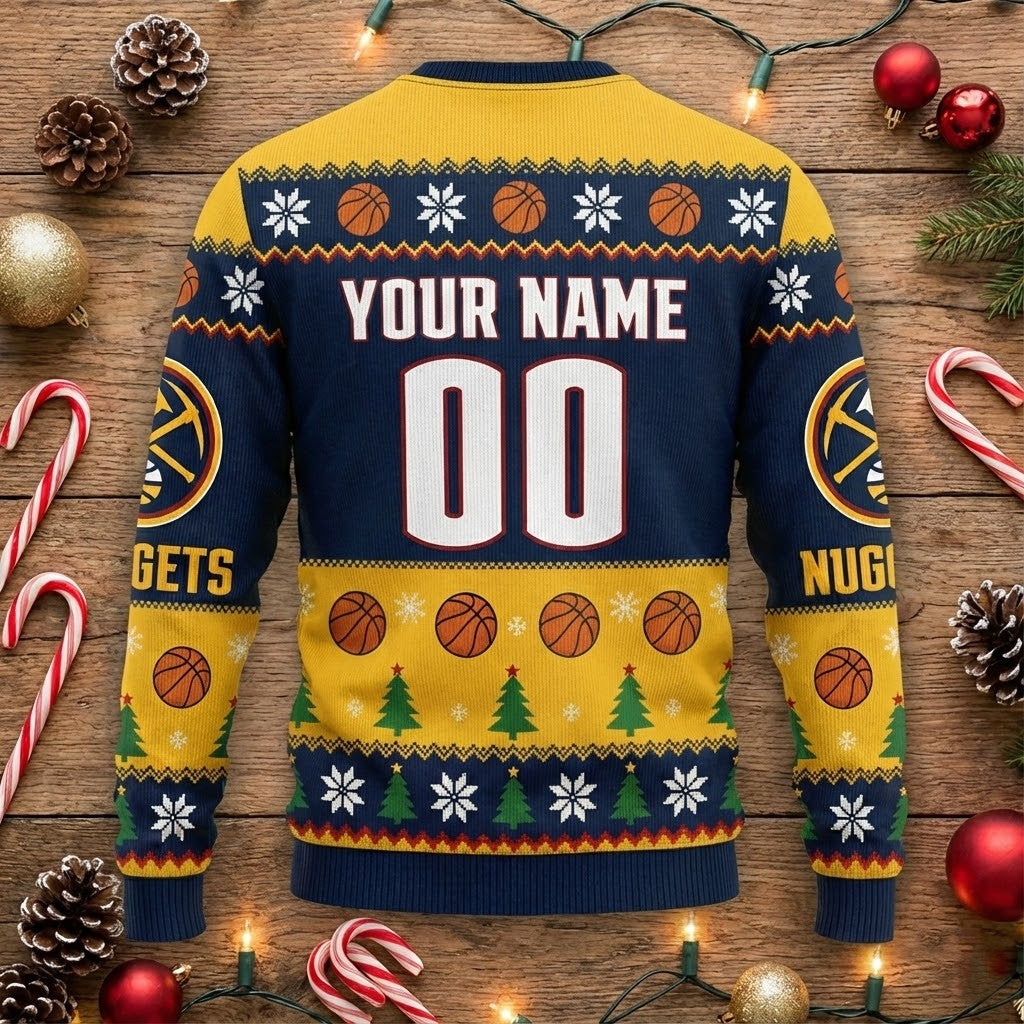 Denver Nuggets Snoopy Christmas Sweater - Peanuts Gang Ugly Holiday Sweater for NBA Fans - LeagueLockerGear