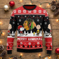 Chicago Blackhawks Peanuts Christmas Sweater - Snoopy Charlie Brown Merry Hawkmas NHL Ugly Sweater - LeagueLockerGear