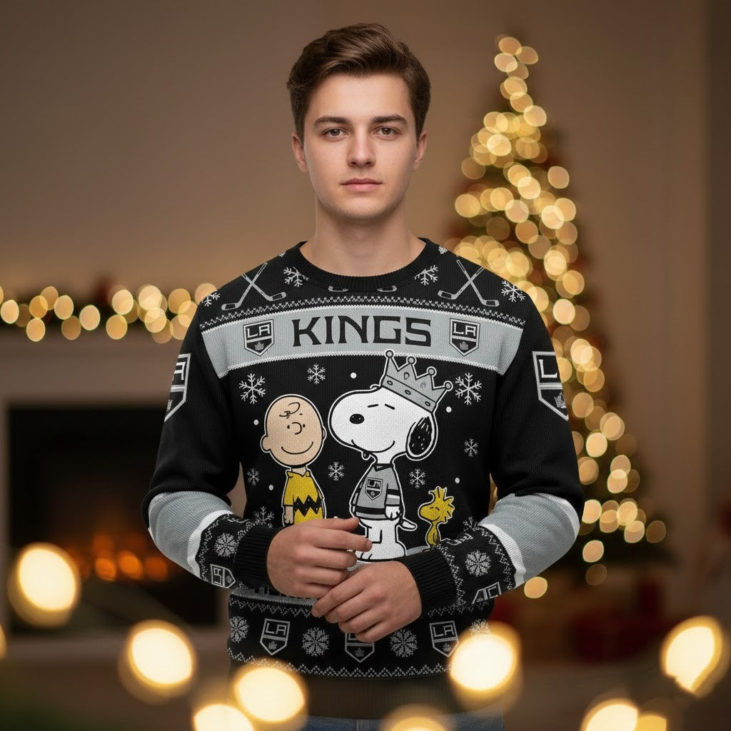 Los Angeles Kings Snoopy Ugly Sweater - Peanuts Charlie Brown Christmas NHL Jumper - LeagueLockerGear