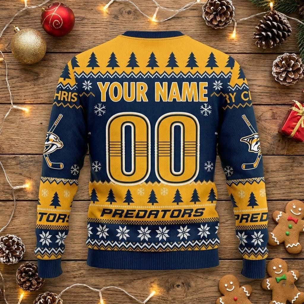 Nashville Predators Snoopy Christmas Sweater - Smashville Ugly Holiday Sweater For NHL Fans - LeagueLockerGear