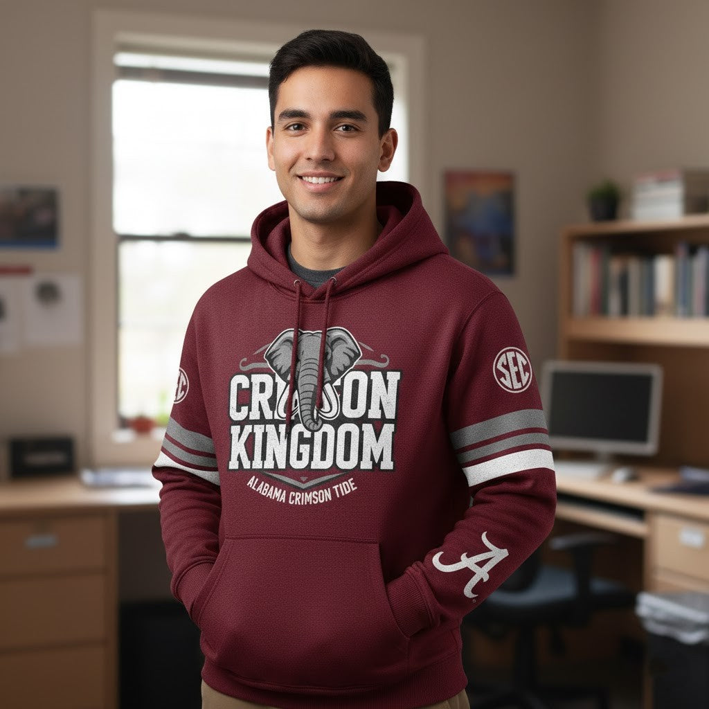 Alabama Crimson Tide Crimson Kingdom Hoodie - NCAA Football Graphic Pullover Sweatshirt - LeagueLockerGear