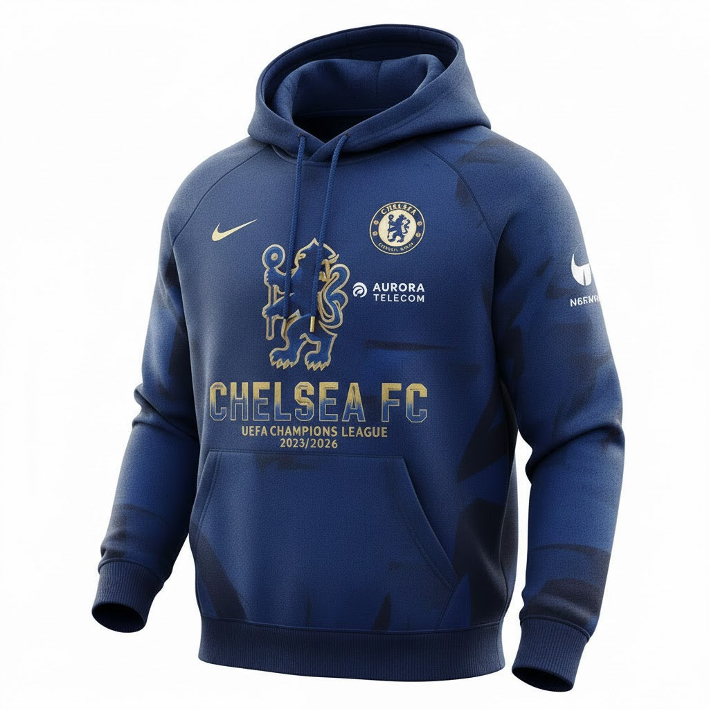 Chelsea FC Champions League Hoodie - 3D Graphic Lion All Over Print Fan Sweatshirt - LeagueLockerGear