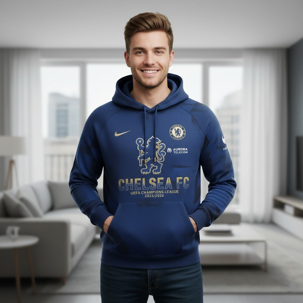 Chelsea FC Champions League Hoodie - 3D Graphic Lion All Over Print Fan Sweatshirt - LeagueLockerGear