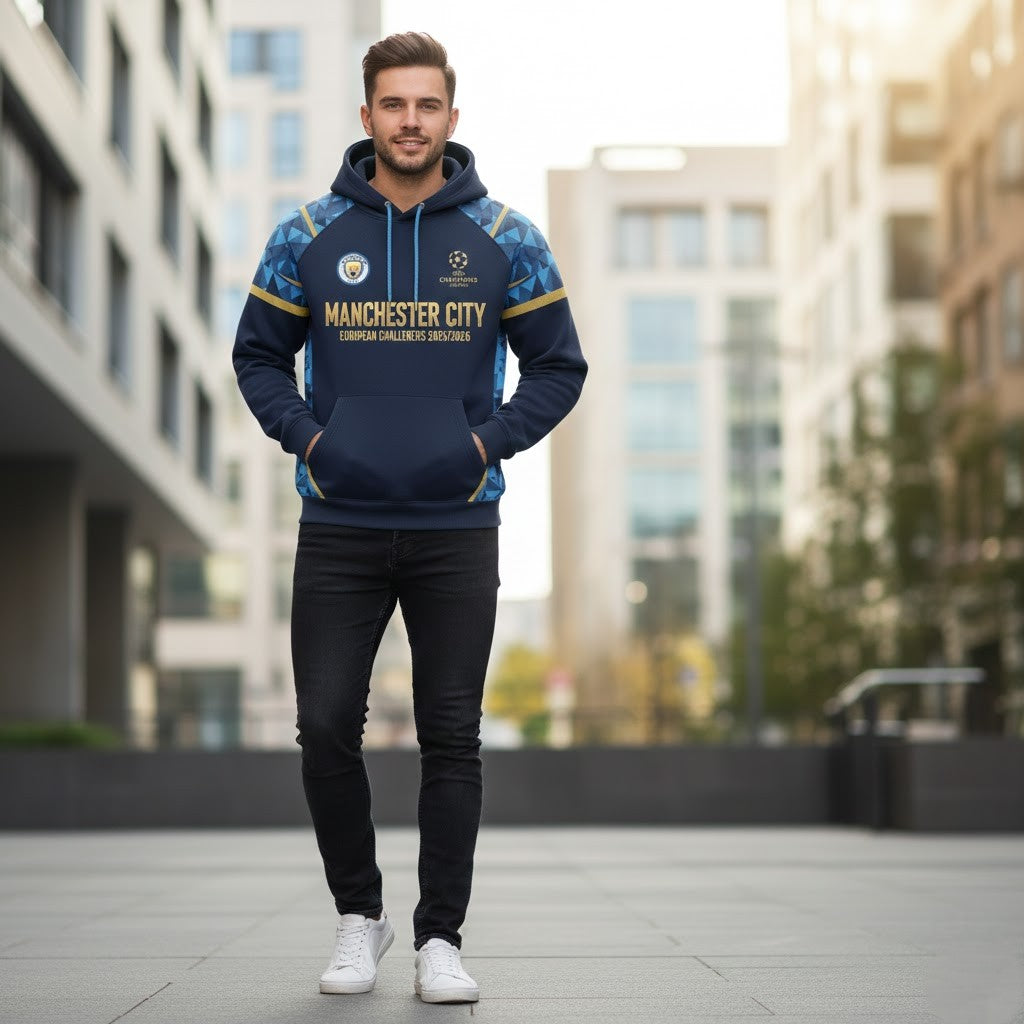 Manchester City Champions League Hoodie - 3D Print Cityzens Pullover Sweatshirt - LeagueLockerGear