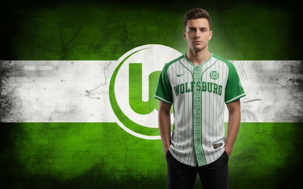 VfL Wolfsburg Rodríguz Baseball Jersey - Custom Green and White Pinstripe Soccer Style Number 34 - LeagueLockerGear