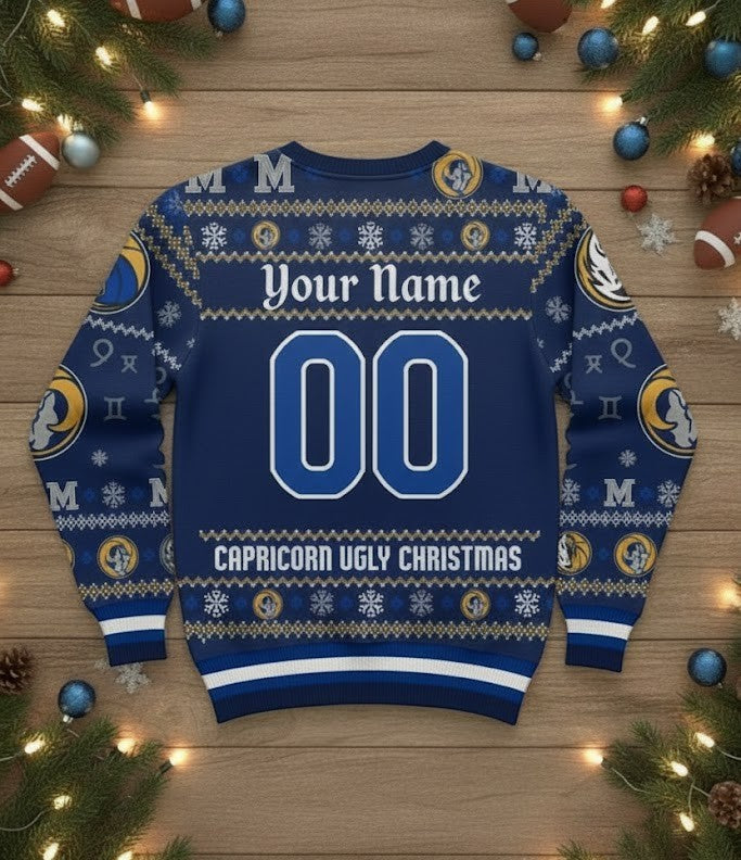 Los Angeles Rams Capricorn Ugly Christmas Sweater - NFL Zodiac Sign Holiday Apparel for Fans - LeagueLockerGear
