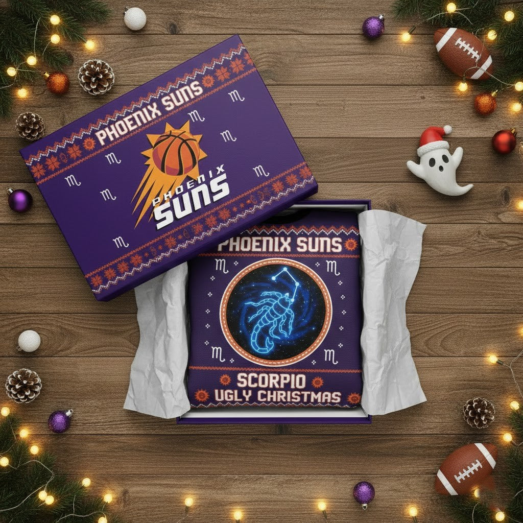 Phoenix Suns Scorpio Ugly Christmas Sweater - NBA Zodiac Sign Holiday Jumper - LeagueLockerGear