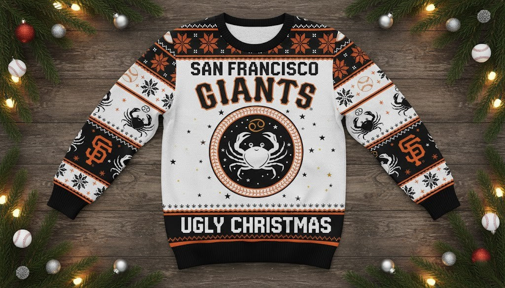 San Francisco Giants Ugly Christmas Sweater - Cancer Zodiac Sign Crab Graphic MLB Fan Gift - LeagueLockerGear
