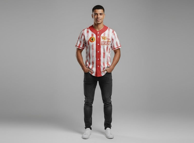1. FC Union Berlin Baseball Jersey - Custom Pinstripe Football Fan Shirt - LeagueLockerGear