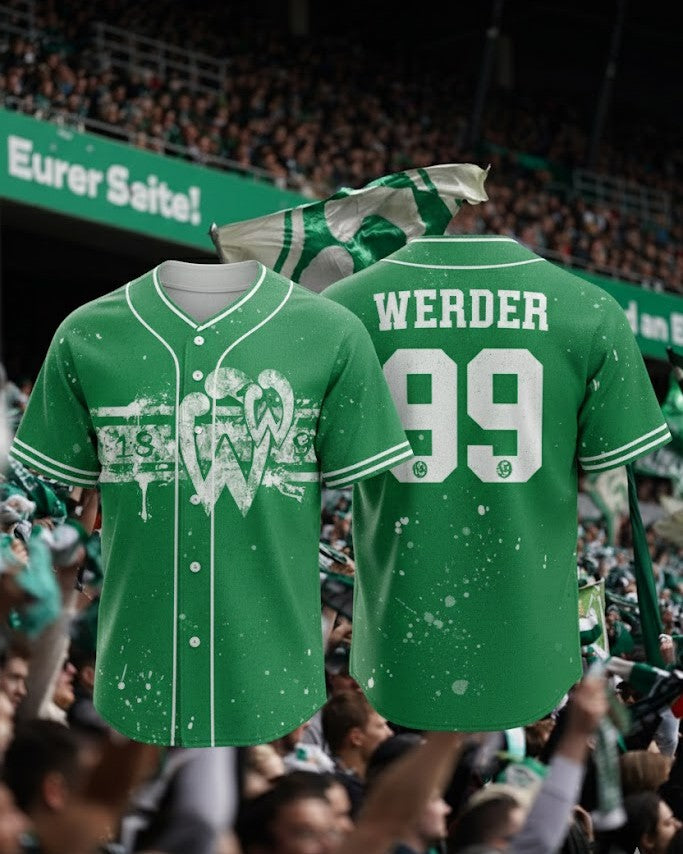 Werder Bremen Baseball Jersey - Custom Name Number Graffiti Paint Splatter Design - LeagueLockerGear