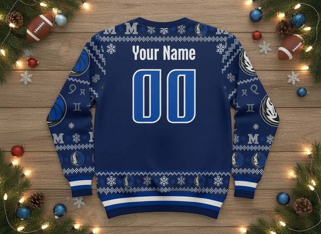 Dallas Mavericks Sagittarius Ugly Christmas Sweater - NBA Basketball Zodiac Holiday Jumper - LeagueLockerGear