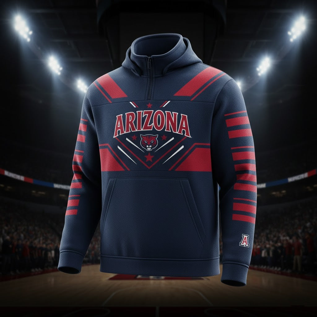 Arizona Wildcats Quarter Zip Hoodie - NCAA Graphic Pullover Fan Apparel - LeagueLockerGear
