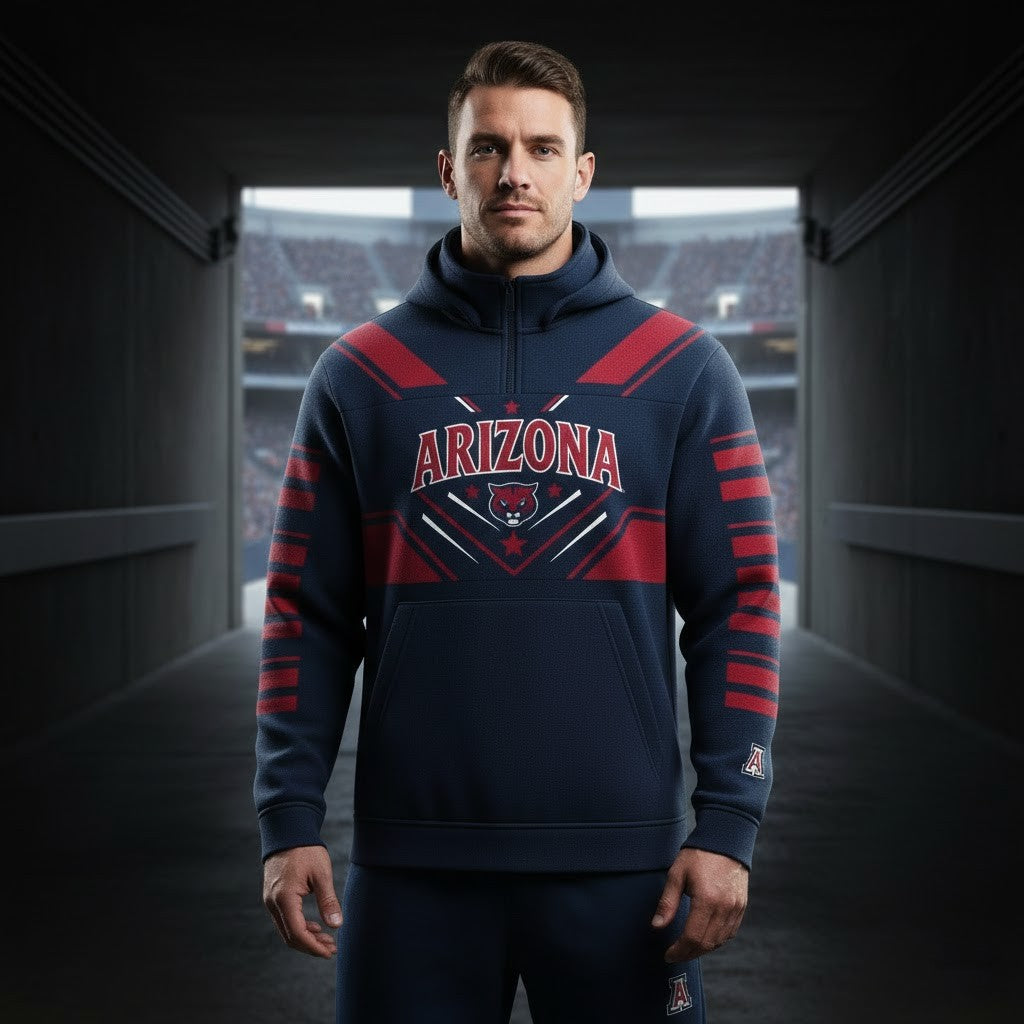 Arizona Wildcats Quarter Zip Hoodie - NCAA Graphic Pullover Fan Apparel - LeagueLockerGear