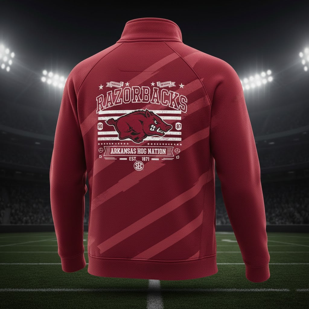 Arkansas Razorbacks Quarter Zip Pullover - Vintage Style SEC Football Fan Sweatshirt - LeagueLockerGear