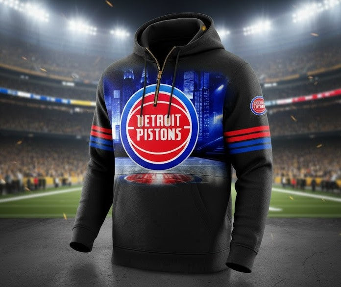 Detroit Pistons 3D Graphic Hoodie - NBA Basketball Fan Pullover Sweatshirt - LeagueLockerGear