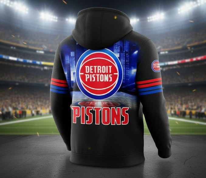 Detroit Pistons 3D Graphic Hoodie - NBA Basketball Fan Pullover Sweatshirt - LeagueLockerGear