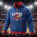 Kansas Jayhawks Quarter Zip Hoodie - Vintage Rock Chalk Mascot Graphic Sweatshirt - LeagueLockerGear