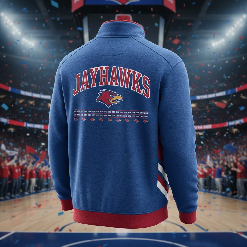 Kansas Jayhawks Quarter Zip Hoodie - Vintage Rock Chalk Mascot Graphic Sweatshirt - LeagueLockerGear
