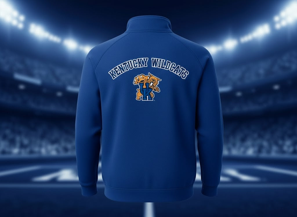 Kentucky Wildcats Quarter Zip Fleece - Vintage Mascot Logo NCAA Pullover Sweatshirt - LeagueLockerGear