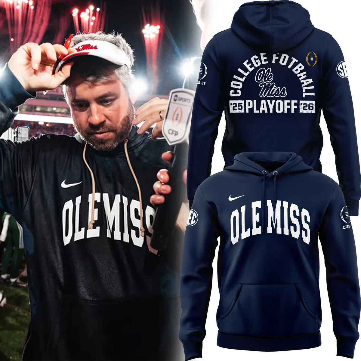 Ole Miss Rebels College Football Playoff Hoodie - 2025-2026 Season Fan Pullover Sweatshirt - LeagueLockerGear