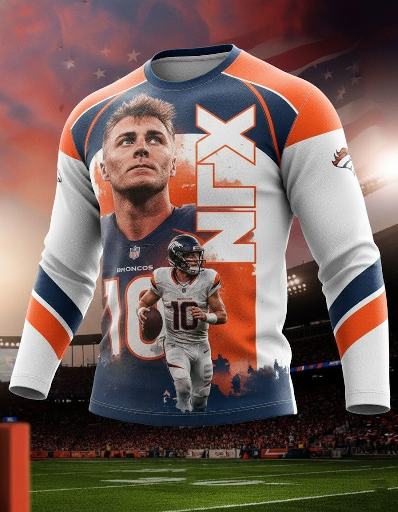 Denver Broncos Bo Nix Long Sleeve Shirt - LeagueLockerGear