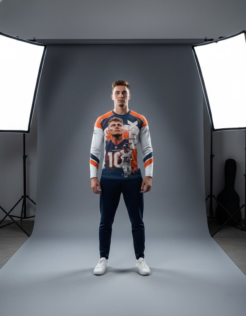 Denver Broncos Bo Nix Long Sleeve Shirt - LeagueLockerGear