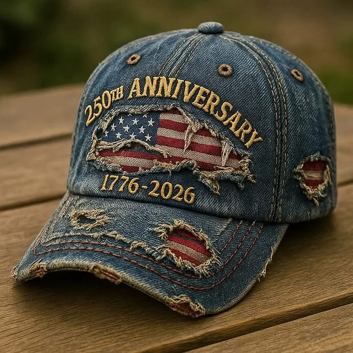 USA 250th Anniversary 1776-2026 Distressed Denim Baseball Cap - LeagueLockerGear