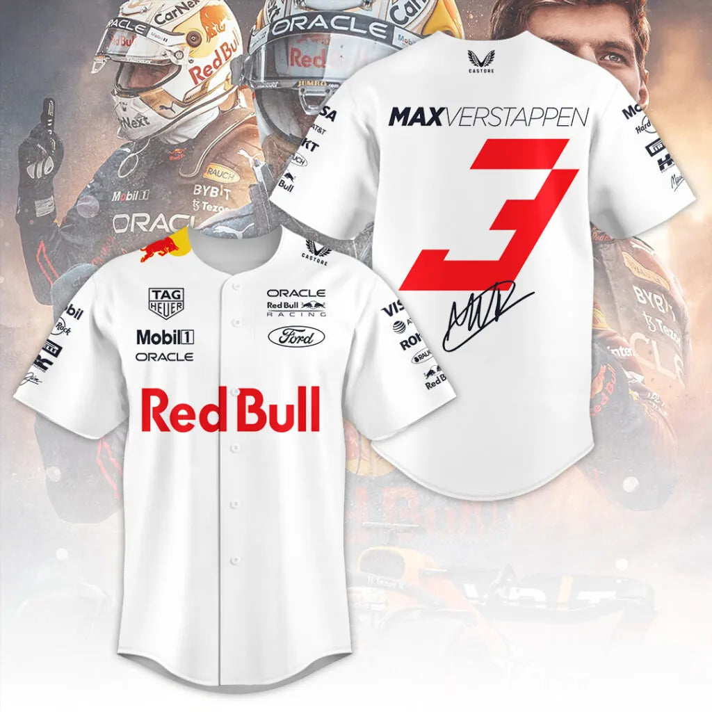 Max Verstappen Oracle Red Bull Racing Baseball Jersey Number 33 - LeagueLockerGear