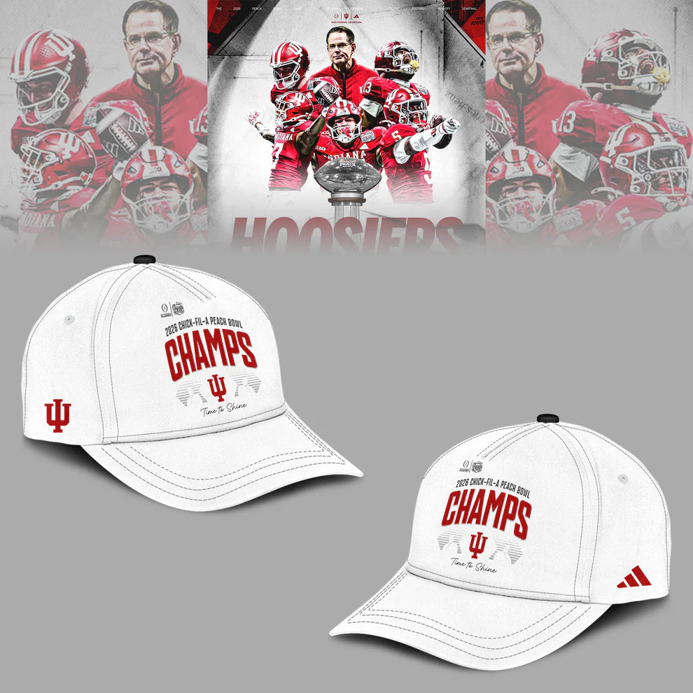 Indiana Hoosiers 2026 Chick-fil-A Peach Bowl Champs Hoodie and Joggers Set and Cap - LeagueLockerGear
