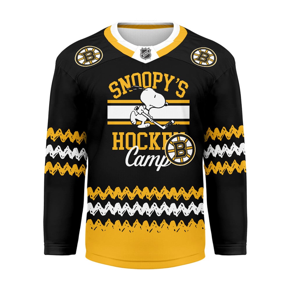 Boston Bruins Snoopy's Hockey Camp Hockey Jersey - LeagueLockerGear