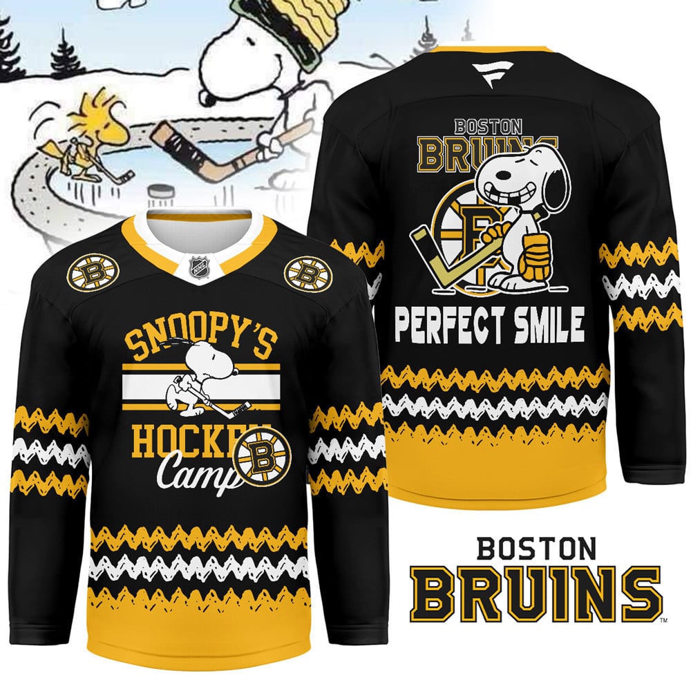 Boston Bruins Snoopy's Hockey Camp Hockey Jersey - LeagueLockerGear