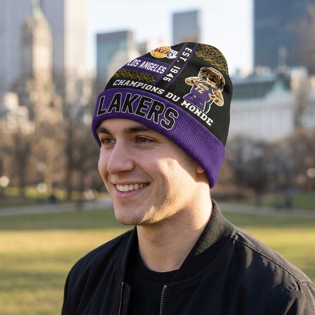 Los Angeles Lakers Champions Du Monde Beanie - LeagueLockerGear