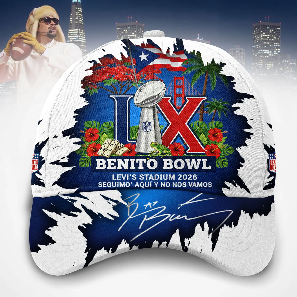 Bad Bunny Benito Bowl Super Bowl LX 2026 Signed Baseball Cap - LeagueLockerGear