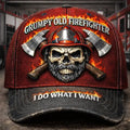 Grumpy Old Firefighter Skull I Do What I Want Baseball Cap - LeagueLockerGear