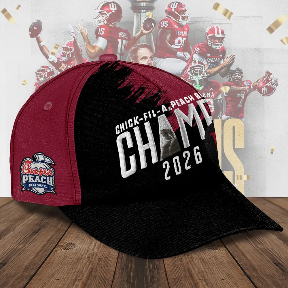 Indiana Hoosiers Chick-fil-A Peach Bowl Champs 2026 Cap - LeagueLockerGear