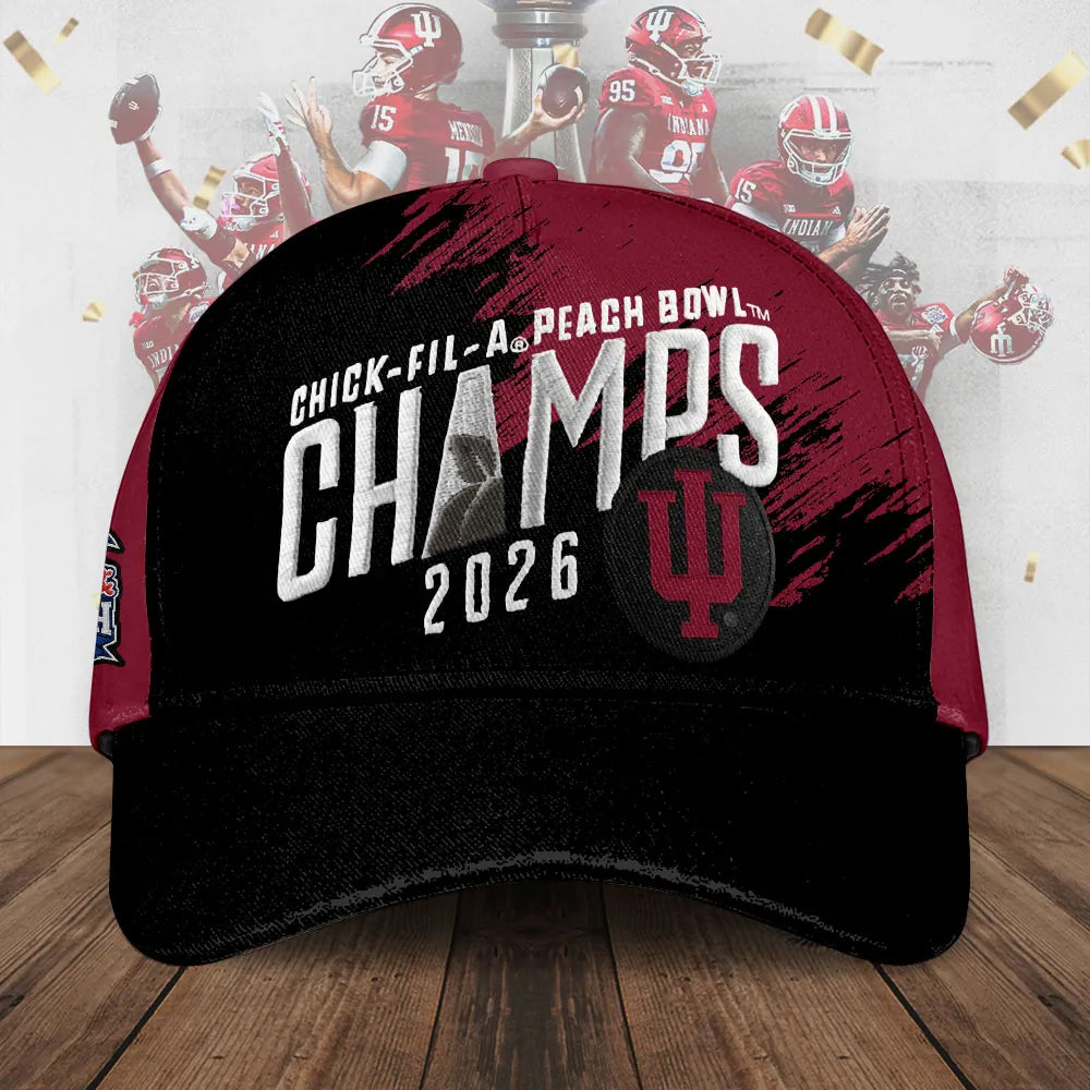 Indiana Hoosiers Chick-fil-A Peach Bowl Champs 2026 Cap - LeagueLockerGear