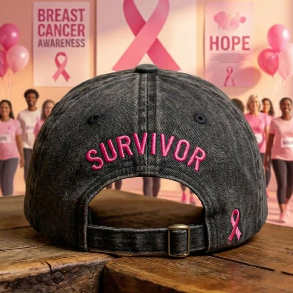 Breast Cancer Survivors Club 100% Tough Lifetime Fighter Distressed Hat - LeagueLockerGear