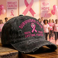 Breast Cancer Survivors Club 100% Tough Lifetime Fighter Distressed Hat - LeagueLockerGear