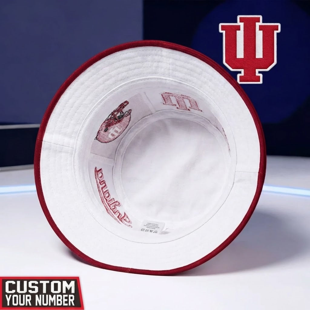 Indiana Hoosiers Go Big Red Custom Number Bucket Hat - LeagueLockerGear