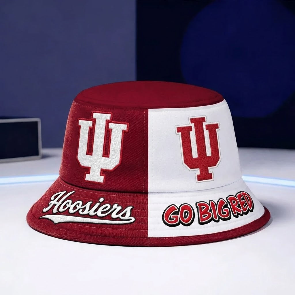Indiana Hoosiers Go Big Red Custom Number Bucket Hat - LeagueLockerGear