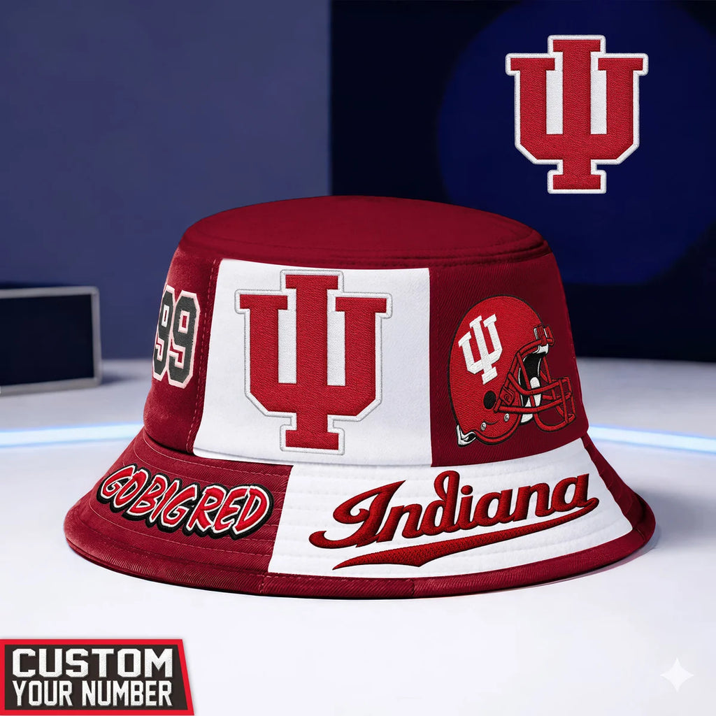 Indiana Hoosiers Go Big Red Custom Number Bucket Hat - LeagueLockerGear