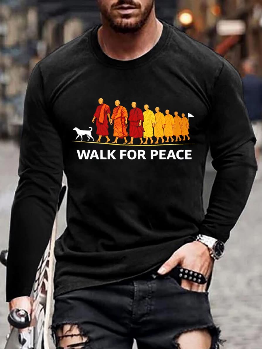 Buddhist Monks Walk For Peace Long Sleeve Shirt - LeagueLockerGear