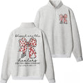 Personalized Nurse Blessed Are The Healers Stethoscope Heart Bow Quarter Zip Sweatshirt - LeagueLockerGear